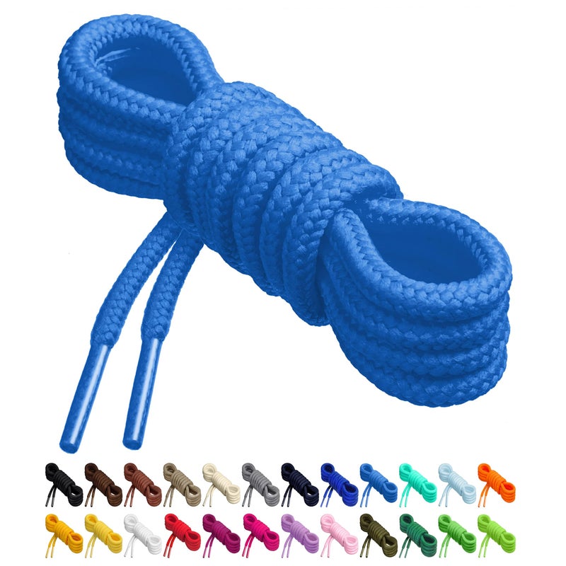 Birch Round Shoelaces 27 Colors 3/16"" Thick Shoe Laces 4 Different Lengths (56"" (142cm) - XL, Azure) - Image 1